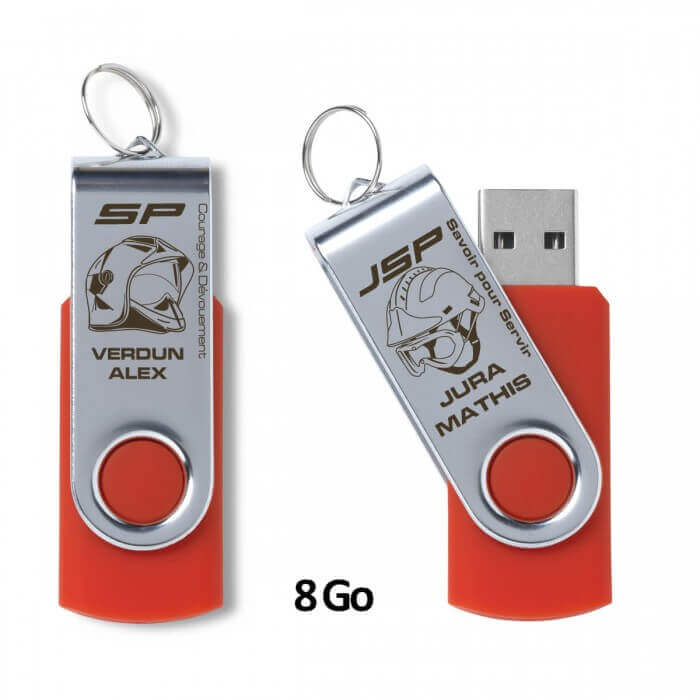 Porte clé avec sa clé USB 8 Go personnalisé avec photo