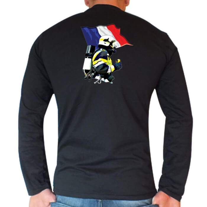 Tee shirt Sapeurs-Pompiers ML : Drapeau MF Tee shirt Sapeurs-Pompiers ML : Drapeau MF