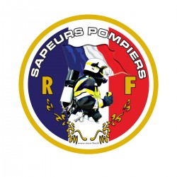 Autocollant Sapeurs-Pompiers rond - Drapeau MF