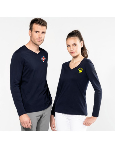 Tee-shirt 100% coton - Manches Longues - Col V