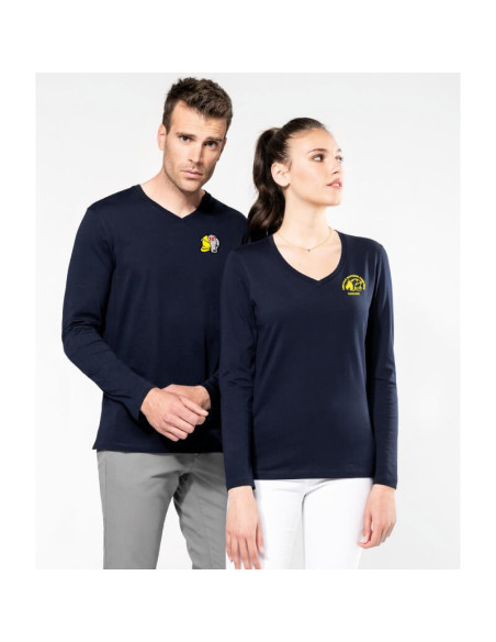 Tee-shirt 100% coton - Manches Longues - Col V