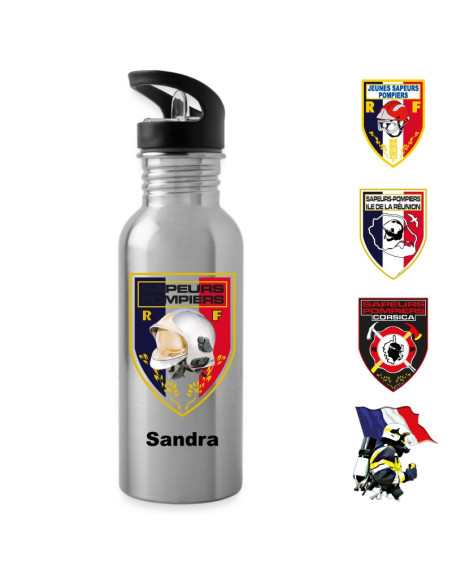 Gourde acier inox 600 ml grise - personnalisée à l'unité