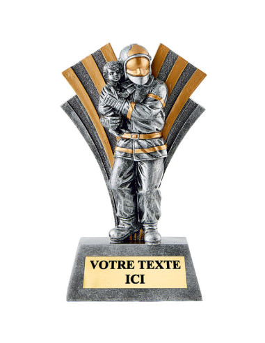 Trophée Pompier & Enfant 16 cm | Men Fire Boutique des Sapeurs-Pompiers